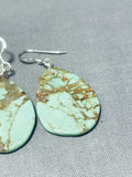 Native American Fabulous Santo Domingo Royston Turquoise Slab Large Earrings-Nativo Arts