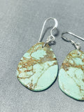 Native American Fabulous Santo Domingo Royston Turquoise Slab Large Earrings-Nativo Arts