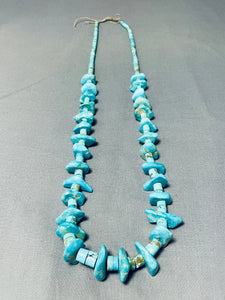Native American Fabulous Vintage Santo Domingo Kingman Blue Diamond Turquoise Necklace-Nativo Arts