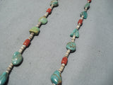 Native American Fantastic Santo Domingo Royston Turquoise Coral Sterling Silver Necklace-Nativo Arts
