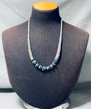 Native American Fantastic Vintage Santo Domingo Turquoise Shell Heishi Sterling Silver Necklace-Nativo Arts