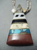 Native American Fantastic Vintage Santo Domingo Turquoise Sterling Silver Necklace Old-Nativo Arts