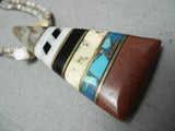 Native American Fantastic Vintage Santo Domingo Turquoise Sterling Silver Necklace Old-Nativo Arts