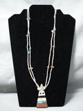 Native American Fantastic Vintage Santo Domingo Turquoise Sterling Silver Necklace Old-Nativo Arts