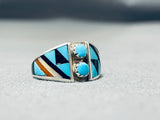 Native American Fascinating Vintage Santo Domingo Turquoise Sterling Silver Ring-Nativo Arts