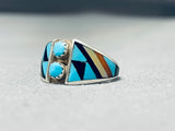 Native American Fascinating Vintage Santo Domingo Turquoise Sterling Silver Ring-Nativo Arts