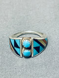 Native American Fascinating Vintage Santo Domingo Turquoise Sterling Silver Ring-Nativo Arts