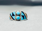 Native American Fascinating Vintage Santo Domingo Turquoise Sterling Silver Ring-Nativo Arts