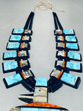 Native American Gigantic Santo Domingo Turquoise Inlay Bird Coral Necklace-Nativo Arts