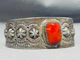 Native American Gilbert Tom Rare Nugget Coral Sterling Silver Shell Bracelet-Nativo Arts