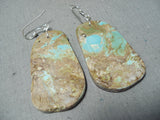 Native American Glorious Santo Domingo Royston Turquoise Sterling Silver Earrings-Nativo Arts