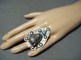 Native American Heavy Huge Buffalo Turquoise Sterling Silver Ring-Nativo Arts