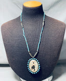 Native American Huge Vintage Navajo Turquoise Dancer Heishi Sterling Silver Necklace-Nativo Arts