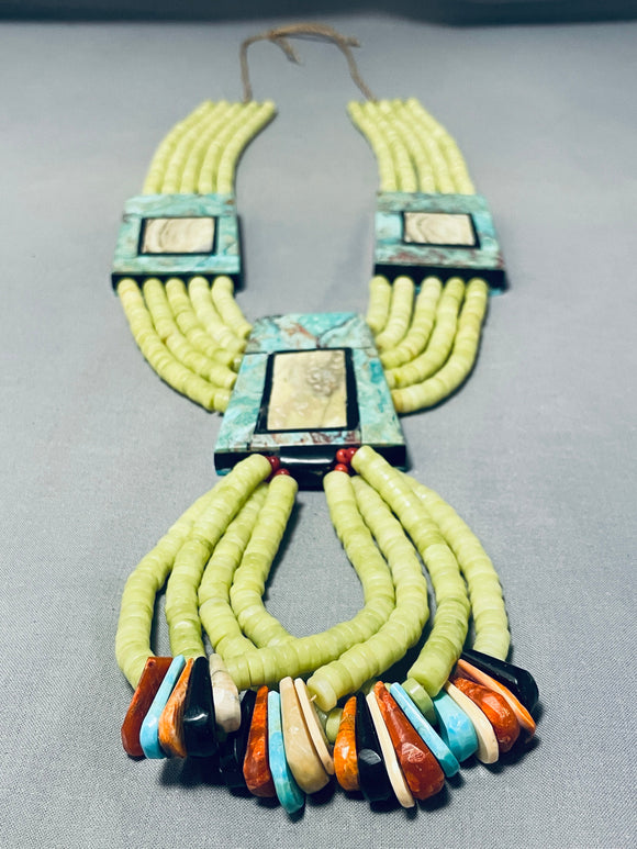 Native American Important Best Santo Domingo Serpantine Turquoise Necklace-Nativo Arts