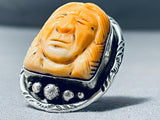 Native American Important Francisco Gomez Hand Carved Sterling Silver Ring-Nativo Arts