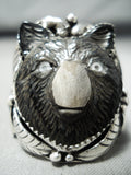 Native American Important Hand Carved Bear Frnacisco Gomez Turquoise Sterling Silver Bear-Nativo Arts