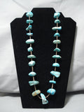 Native American Important Santo Domingo Turquoise Chunk Sterling Silver Necklace-Nativo Arts