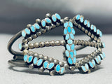 Native American Important Very Old Vintage Zuni Flattened Turquoise Sterling Silver Bracelet-Nativo Arts
