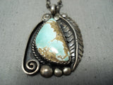 Native American Important Vintage Hopi Allen Pooyama Turquoise Sterling Silver Necklace-Nativo Arts