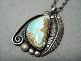Native American Important Vintage Hopi Allen Pooyama Turquoise Sterling Silver Necklace-Nativo Arts