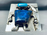 Native American Important Vintage Rye Whitegoat Navajo Turquoise Kachina Sterling Silver Ring-Nativo Arts