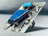 Native American Important Vintage Rye Whitegoat Navajo Turquoise Kachina Sterling Silver Ring-Nativo Arts
