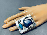Native American Important Vintage Rye Whitegoat Navajo Turquoise Kachina Sterling Silver Ring-Nativo Arts