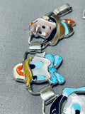 Native American Important Zuni Disney Turquoise Sterling Silver Sham Bracelet-Nativo Arts