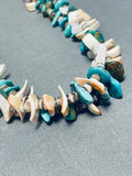 Native American Impressive Santo Domingo Turquoise Shell Sterling Silver Necklace-Nativo Arts
