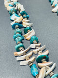 Native American Impressive Santo Domingo Turquoise Shell Sterling Silver Necklace-Nativo Arts