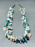 Native American Impressive Santo Domingo Turquoise Shell Sterling Silver Necklace-Nativo Arts