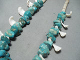 Native American Impressive Vintage Santo Domingo Old Kingman Turquoise White Shell Necklace Old-Nativo Arts