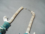 Native American Impressive Vintage Santo Domingo Old Kingman Turquoise White Shell Necklace Old-Nativo Arts