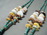 Native American Impressive Vintage Santo Domingo Royston Turquoise & Spiny Oyster Necklace Old-Nativo Arts