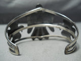 Native American Incredible Blue Gem Turquoise Sterling Silver Thunderbird Bracelet-Nativo Arts