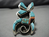 Native American Incredible Zuni Carico Lake Turquoise Sterling Silver Ring-Nativo Arts