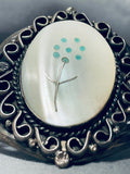 Native American Intricate Flower Vintage Navajo Turquoise Sterling Silver Bracelet-Nativo Arts