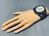 Native American Intricate Flower Vintage Navajo Turquoise Sterling Silver Bracelet-Nativo Arts