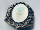 Native American Intricate Flower Vintage Navajo Turquoise Sterling Silver Bracelet-Nativo Arts