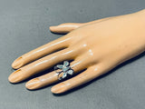 Native American Intricate Vintage Navajo Turquoise Butterfly Sterling Silver Ring Old-Nativo Arts