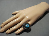 Native American Jewelry Early Rare Blue Wind Turquoise Vintage Navajo Sterling Silver Ring Old-Nativo Arts