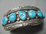 Native American Joe T Vintage Santo Domingo Kingman Turquoise Sterling Silver Bracelet-Nativo Arts