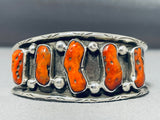 Native American Johnny Benavidez Vintage Navajo Coral Sterling Silver Bracelet-Nativo Arts