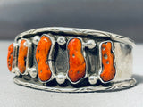 Native American Johnny Benavidez Vintage Navajo Coral Sterling Silver Bracelet-Nativo Arts