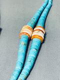 Native American Longer Graduating Turquoise Vintage Navajo Shell Necklace-Nativo Arts