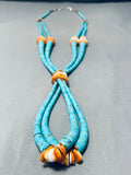 Native American Longer Graduating Turquoise Vintage Navajo Shell Necklace-Nativo Arts