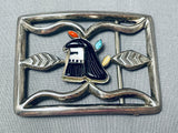 Native American Luciano Chavez Vintage Santo Domingo Turquoise Sterling Silver Buckle-Nativo Arts