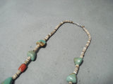 Native American Marvelous Santo Domingo Royston Turquoise Coral Heishi Necklace-Nativo Arts