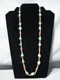 Native American Marvelous Santo Domingo Royston Turquoise Coral Heishi Necklace-Nativo Arts