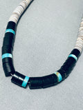 Native American Marvelous Vintage Santo Domingo Shell & Turquoise Sterling Silver Necklace-Nativo Arts